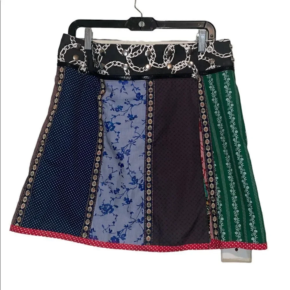 Zand Amsterdam Womens One Size Wrap Skirt Reversible Print Snap Adjustable